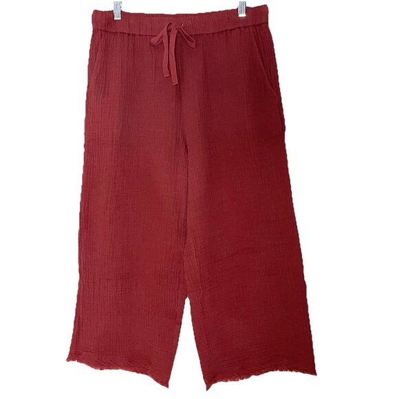 Eileen Fisher Crop Pant Medium Petite Pull On Elastic Waist Gauze Organic Cotton - Picture 2 of 11